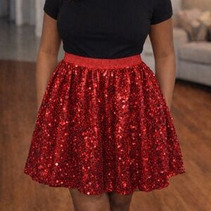 Elegant Red Sequin Skirt